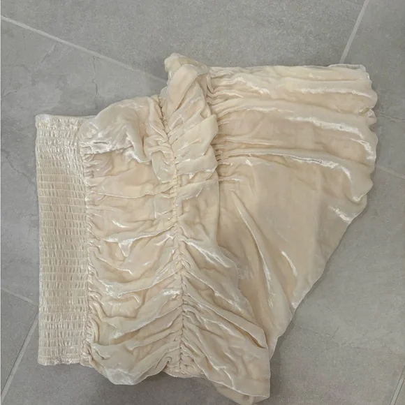 Reformation Addie Cream Velvet Ruched Corset Top Size 12 - Picture 6 of 11